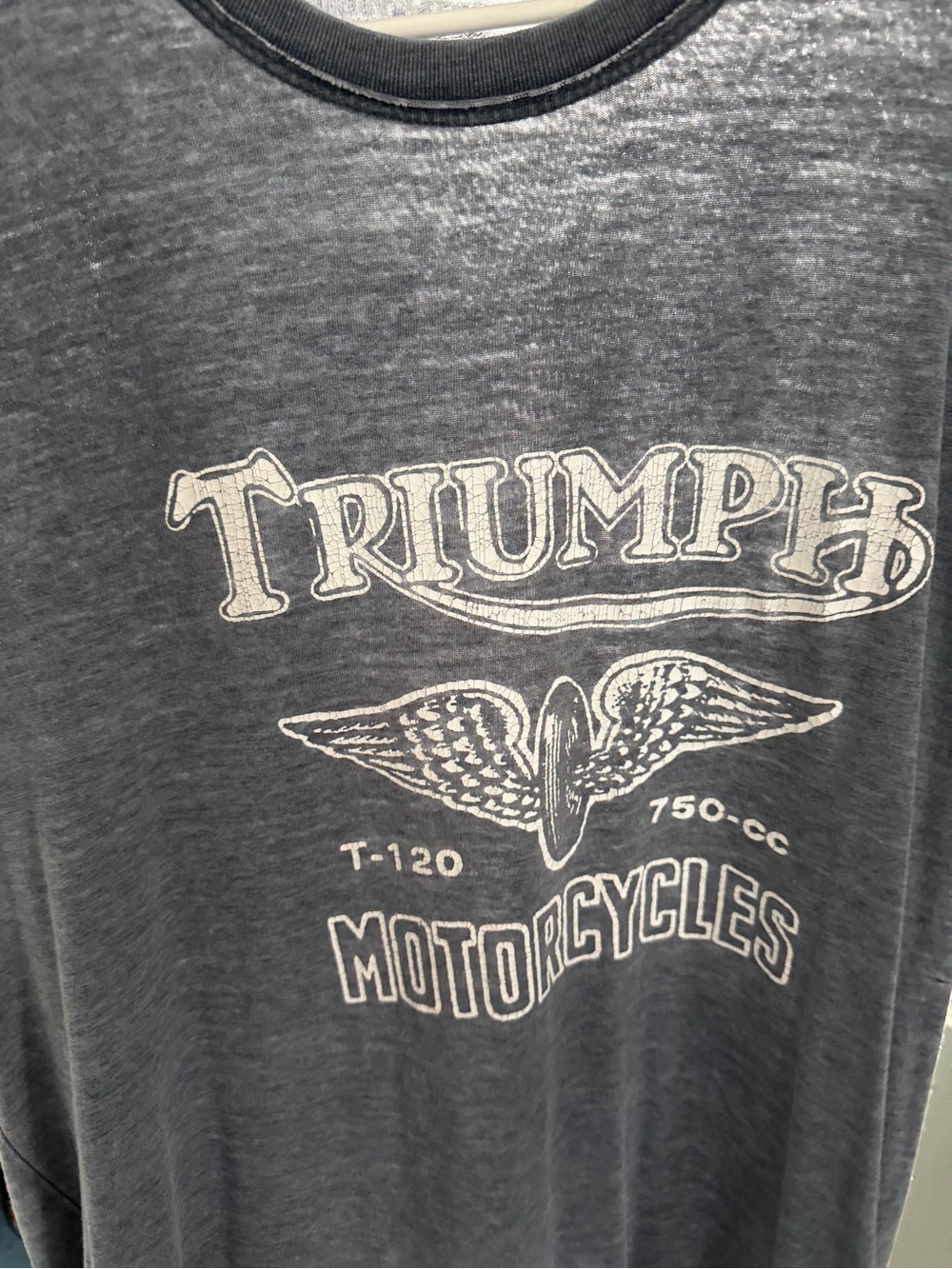 Lucky Brand Gray Triumph Motorcycles Graphic Tee